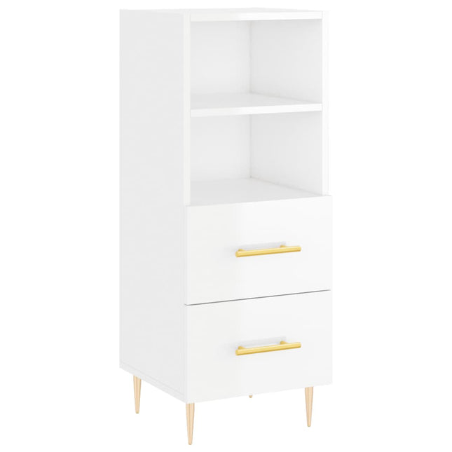 skænk 34,5x34x90 cm konstrueret træ hvid højglans