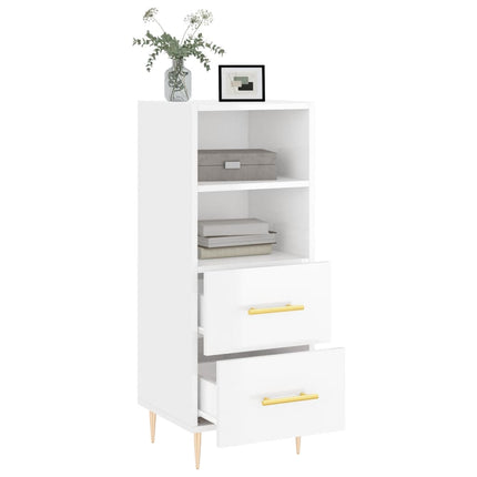 skænk 34,5x34x90 cm konstrueret træ hvid højglans