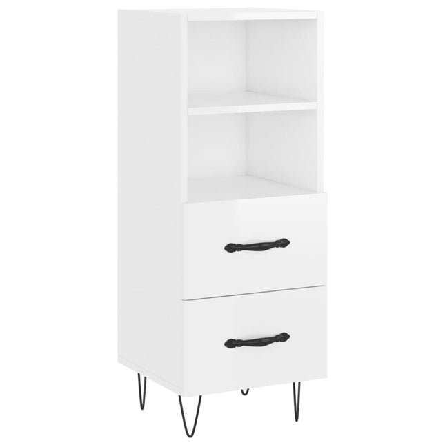 skænk 34,5x34x90 cm konstrueret træ hvid højglans