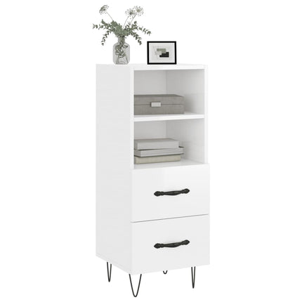 skænk 34,5x34x90 cm konstrueret træ hvid højglans
