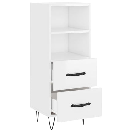 skænk 34,5x34x90 cm konstrueret træ hvid højglans