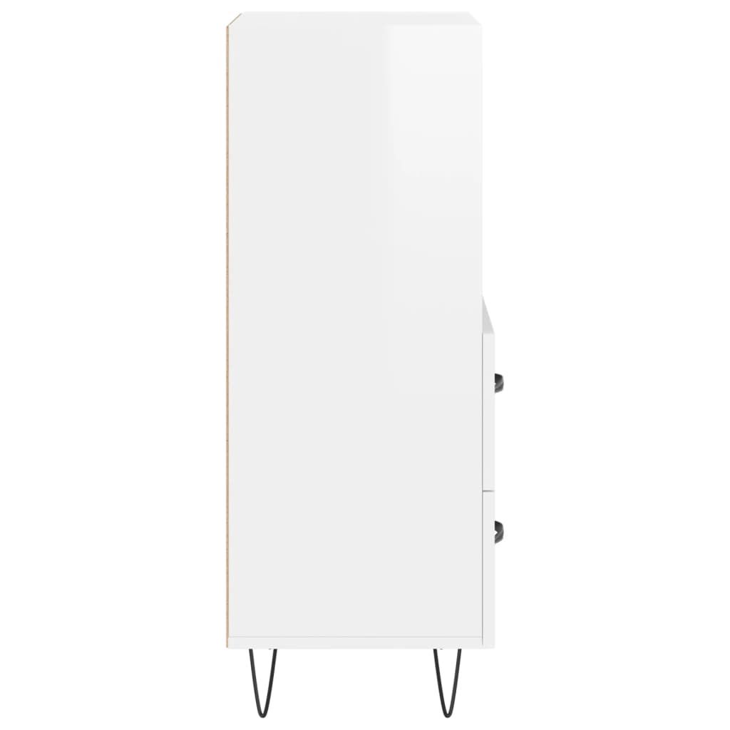 skænk 34,5x34x90 cm konstrueret træ hvid højglans