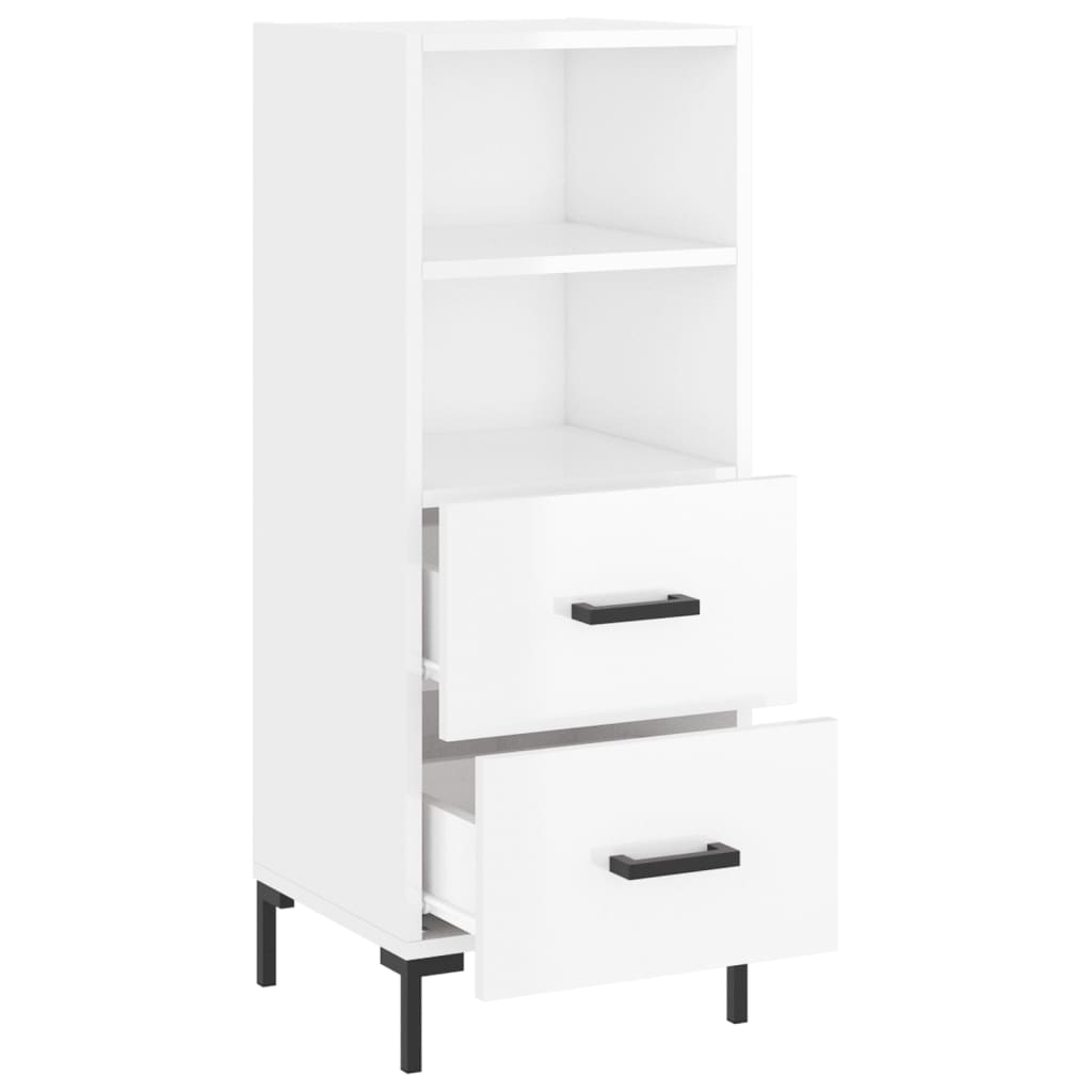 skænk 34,5x34x90 cm konstrueret træ hvid højglans