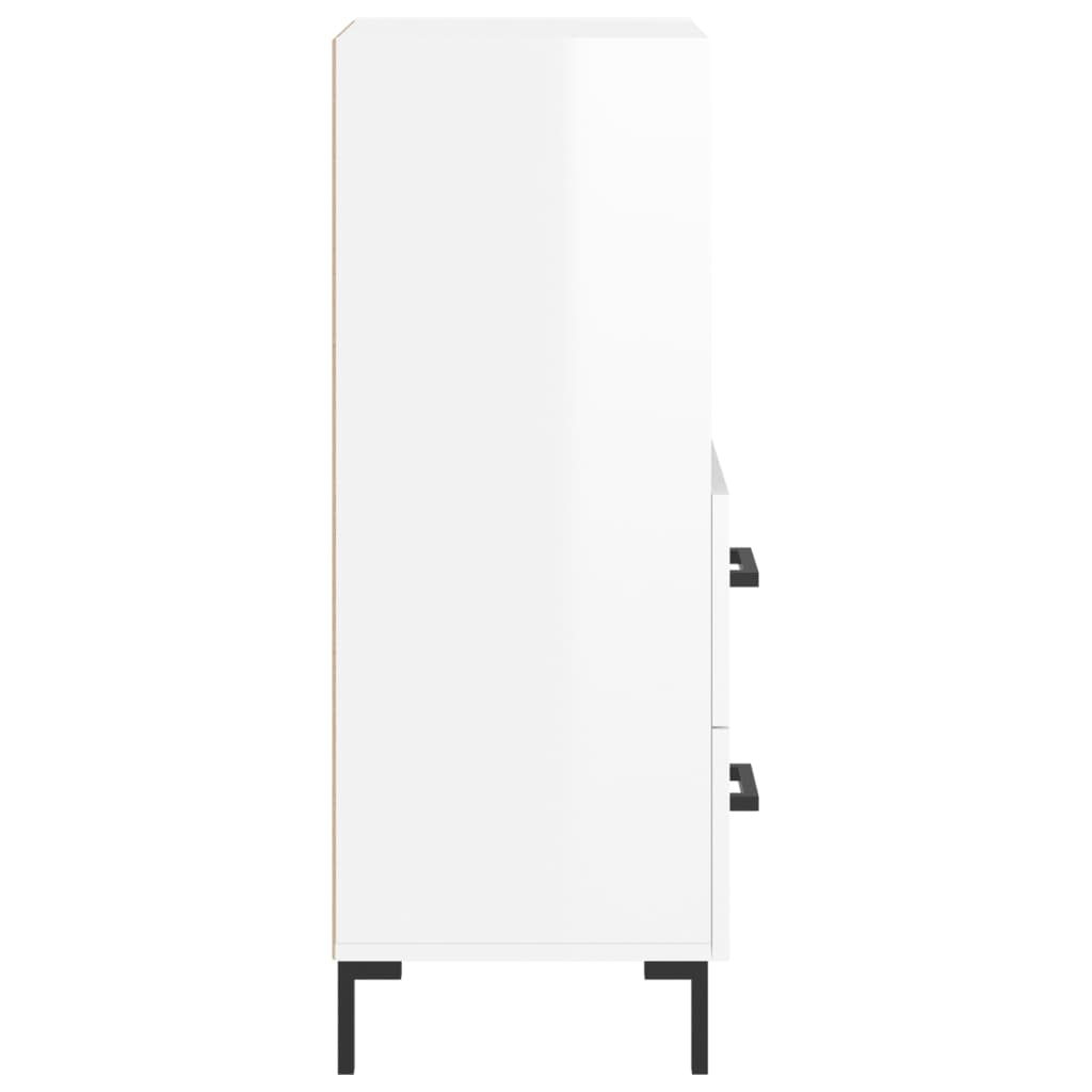 skænk 34,5x34x90 cm konstrueret træ hvid højglans