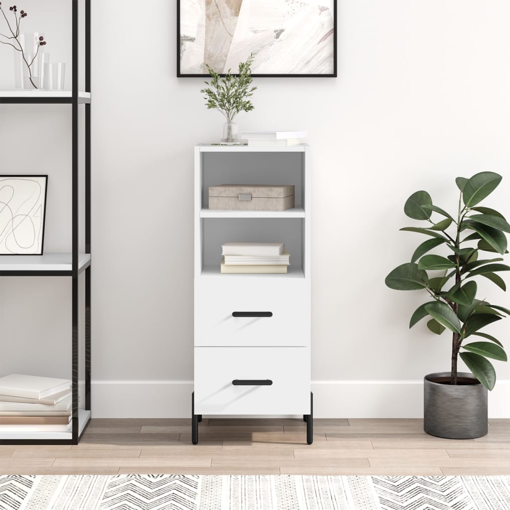 skænk 34,5x34x90 cm konstrueret træ hvid