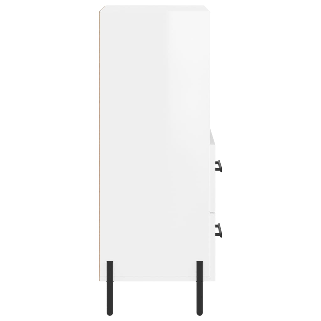 skænk 34,5x34x90 cm konstrueret træ hvid højglans