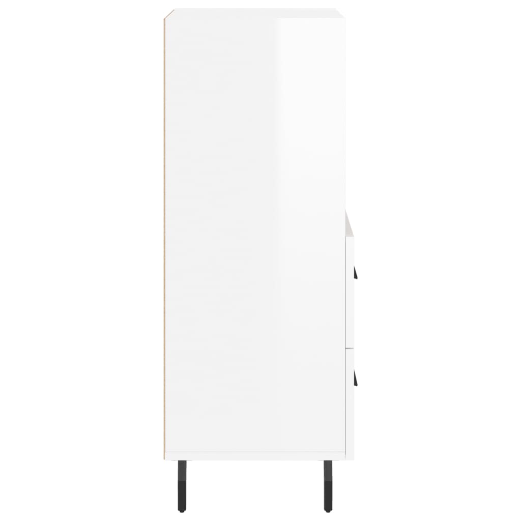 skænk 34,5x34x90 cm konstrueret træ hvid højglans