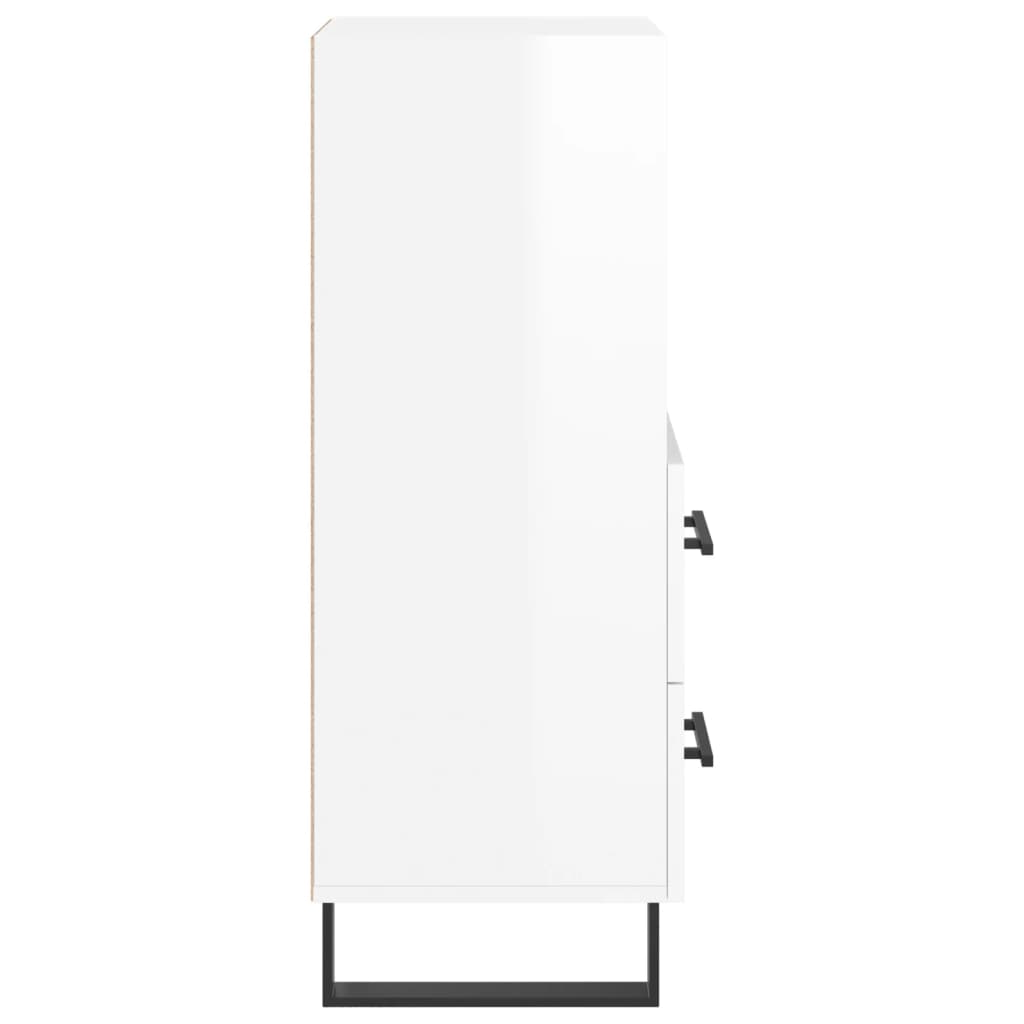 skænk 34,5x34x90 cm konstrueret træ hvid højglans