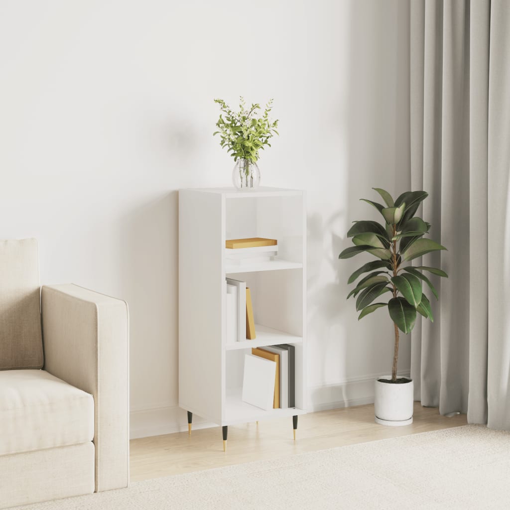 skænk 34,5x32,5x90 cm konstrueret træ hvid højglans