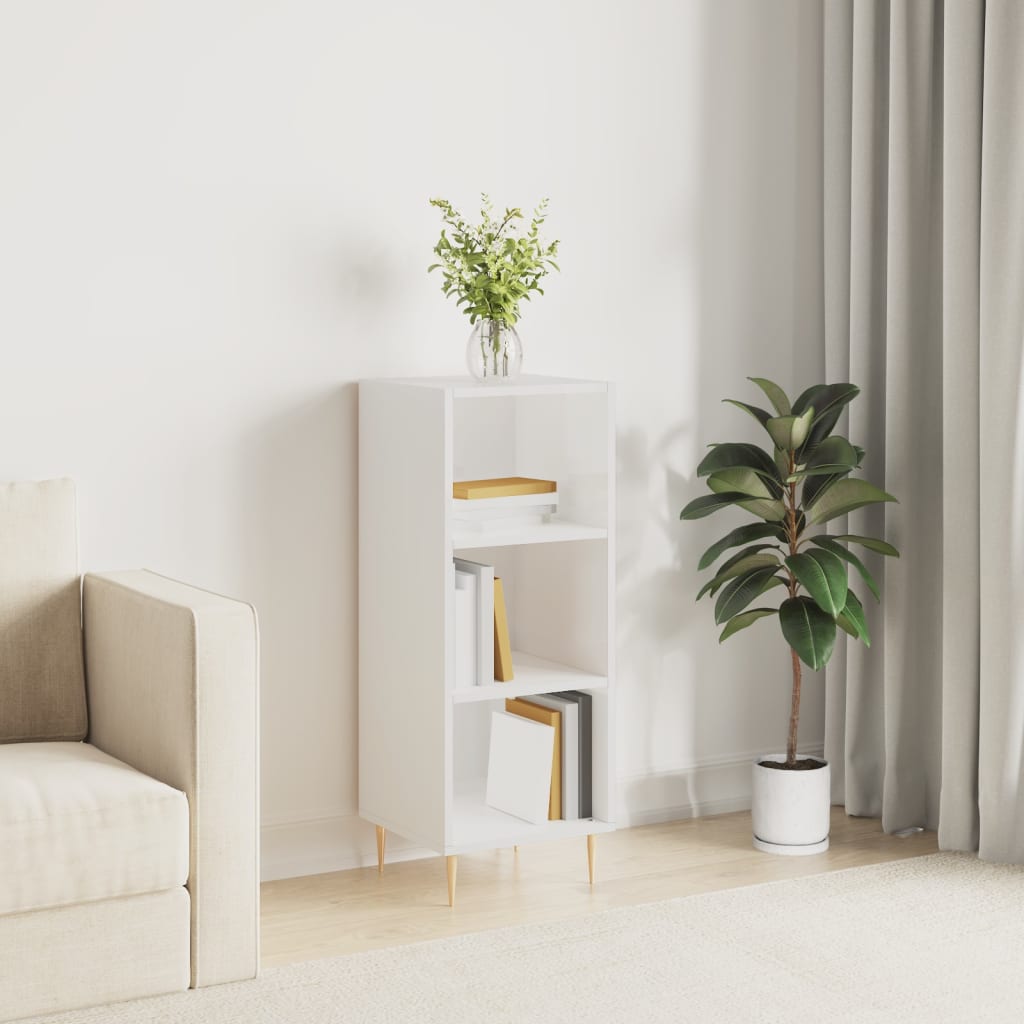 skænk 34,5x32,5x90 cm konstrueret træ hvid højglans