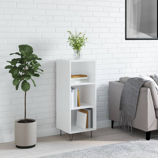 skænk 34,5x32,5x90 cm konstrueret træ hvid højglans