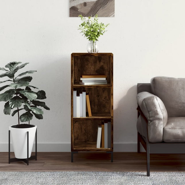 skænk 34,5x32,5x90 cm konstrueret træ røget egetræsfarve