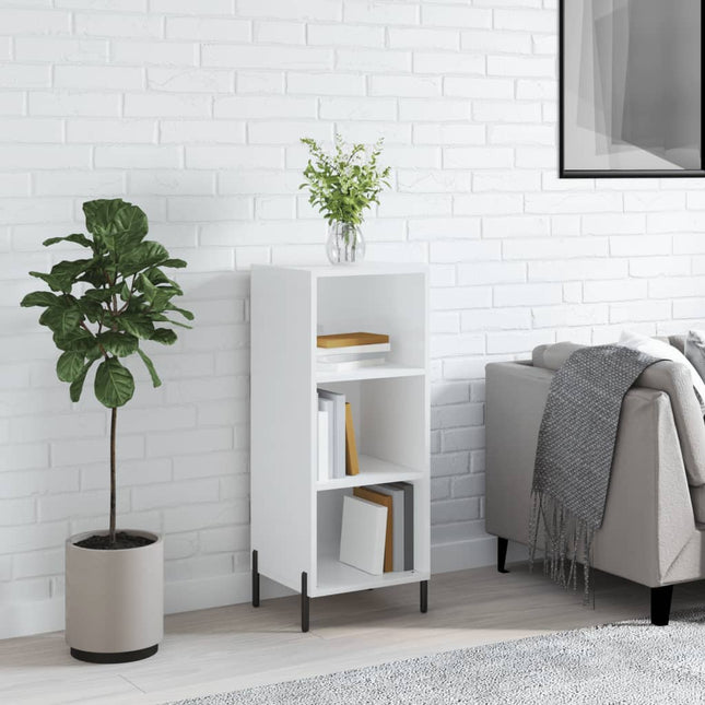 skænk 34,5x32,5x90 cm konstrueret træ hvid højglans