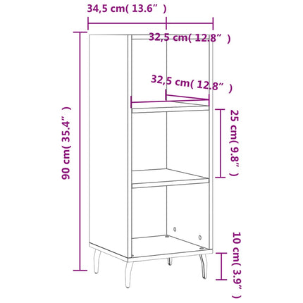 skænk 34,5x32,5x90 cm konstrueret træ betongrå