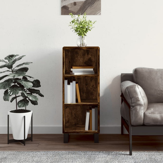 skænk 34,5x32,5x90 cm konstrueret træ røget egetræsfarve