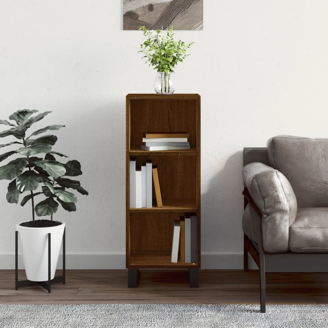 skænk 34,5x32,5x90 cm konstrueret træ brun egetræsfarve