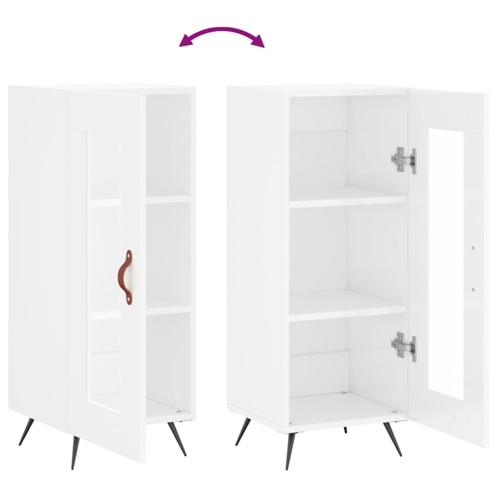 skænk 34,5x34x90 cm konstrueret træ hvid højglans