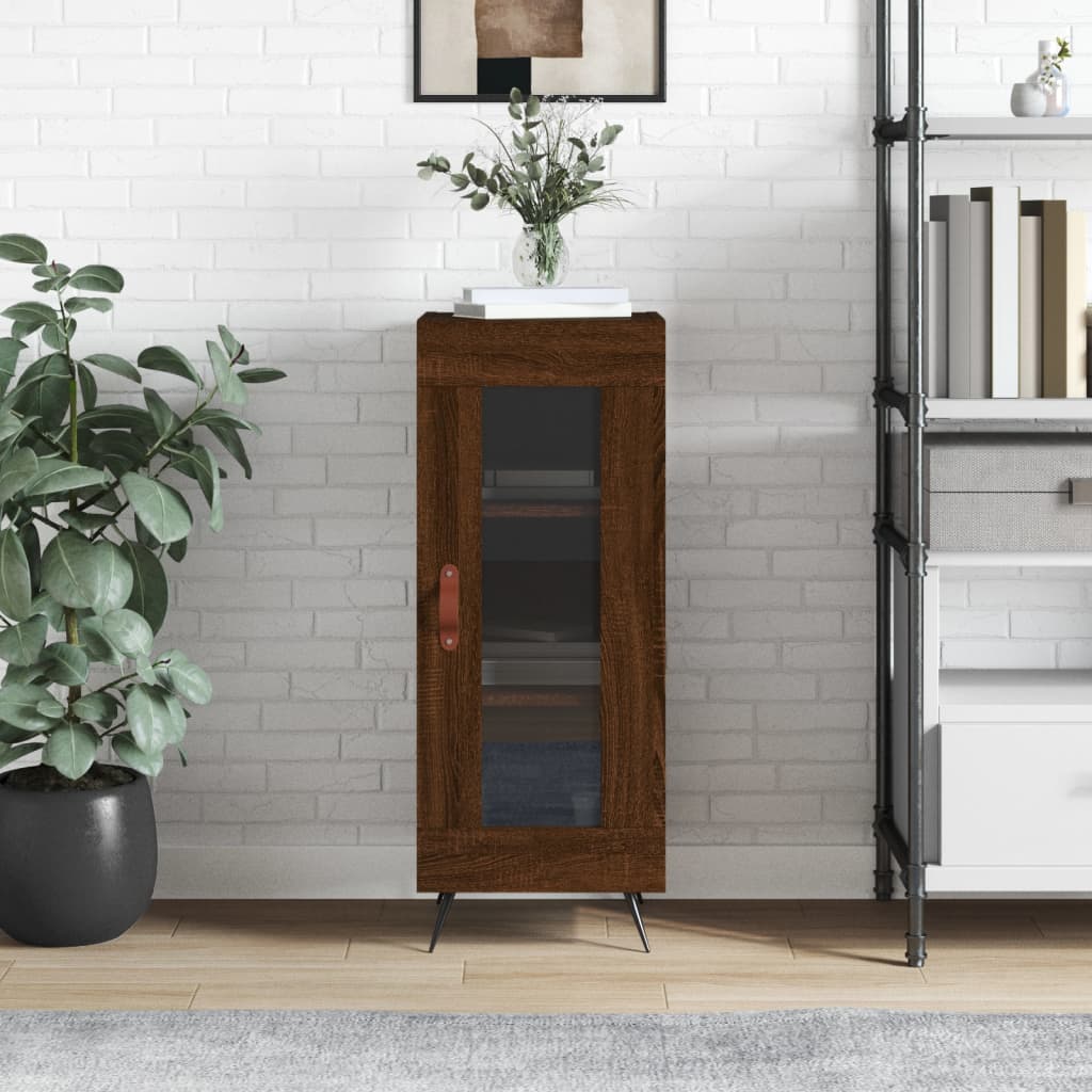 skænk 34,5x34x90 cm konstrueret træ brun egetræsfarve