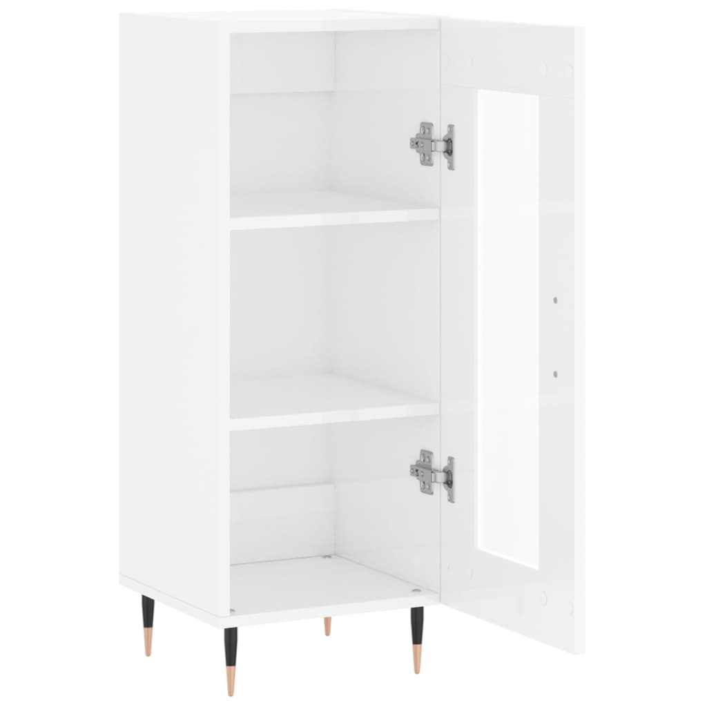 skænk 34,5x34x90 cm konstrueret træ hvid højglans