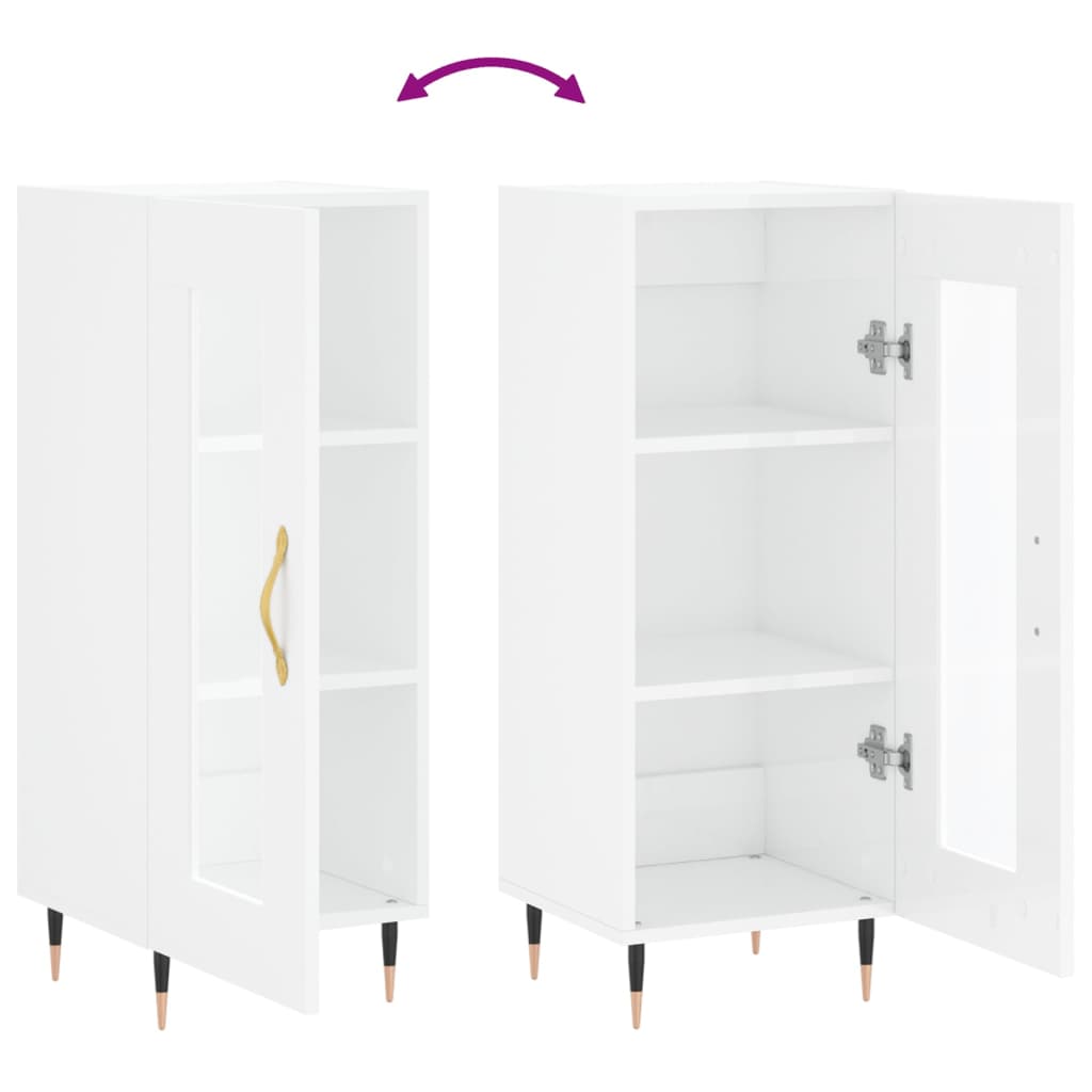 skænk 34,5x34x90 cm konstrueret træ hvid højglans