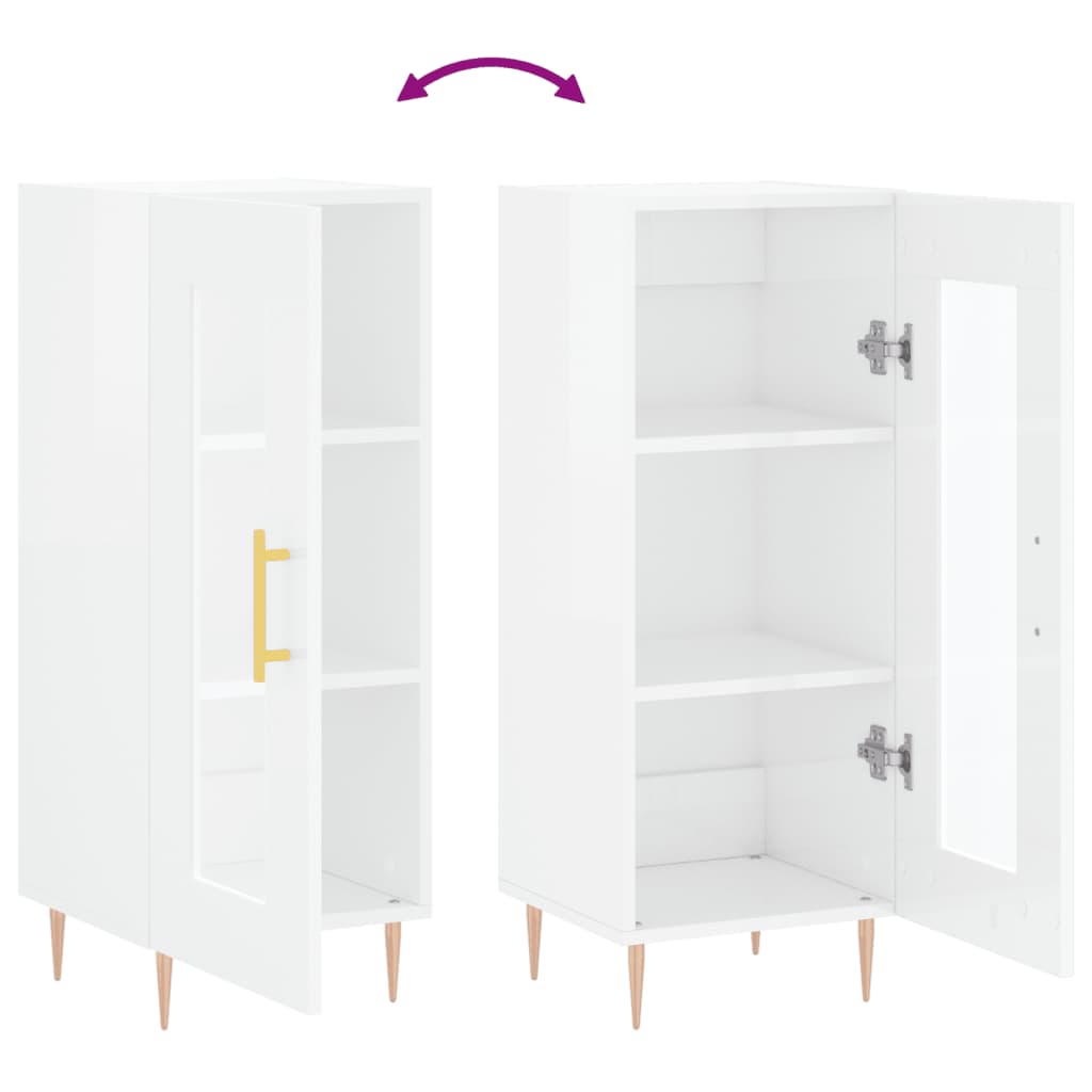 skænk 34,5x34x90 cm konstrueret træ hvid højglans