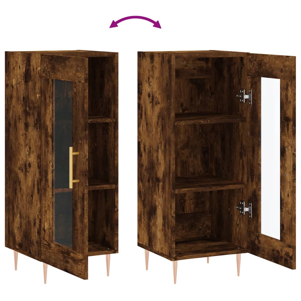 skænk 34,5x34x90 cm konstrueret træ røget egetræsfarve