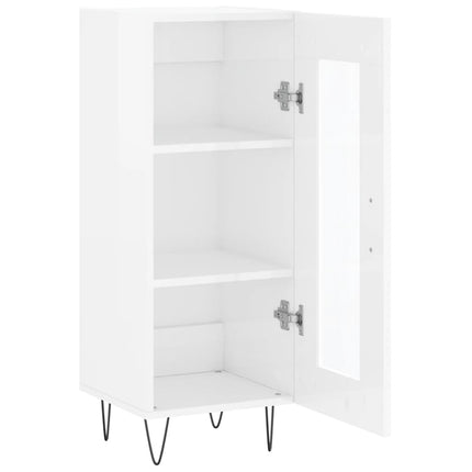 skænk 34,5x34x90 cm konstrueret træ hvid højglans