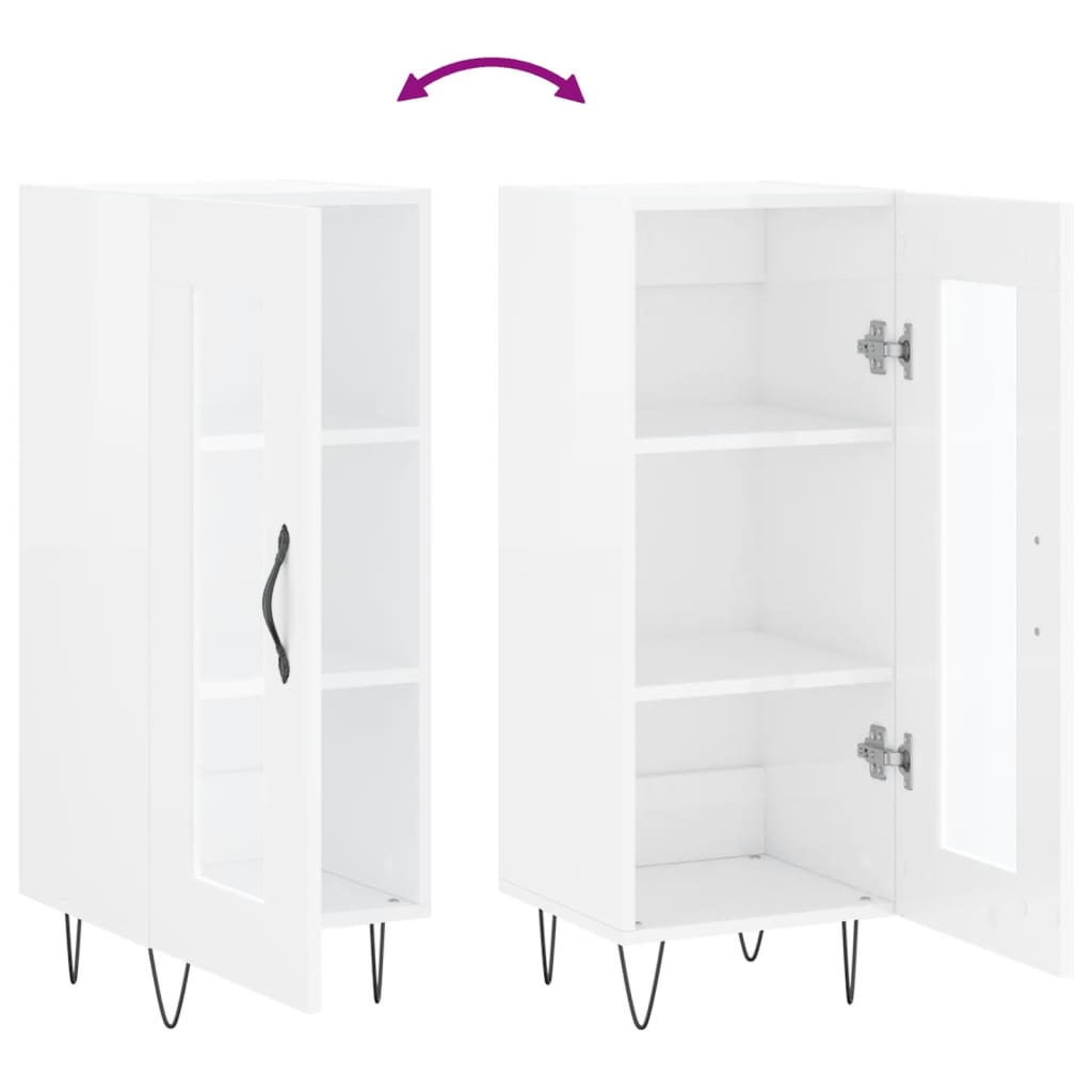 skænk 34,5x34x90 cm konstrueret træ hvid højglans