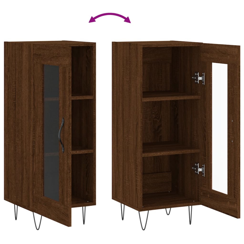 skænk 34,5x34x90 cm konstrueret træ brun egetræsfarve