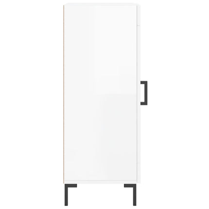 skænk 34,5x34x90 cm konstrueret træ hvid højglans