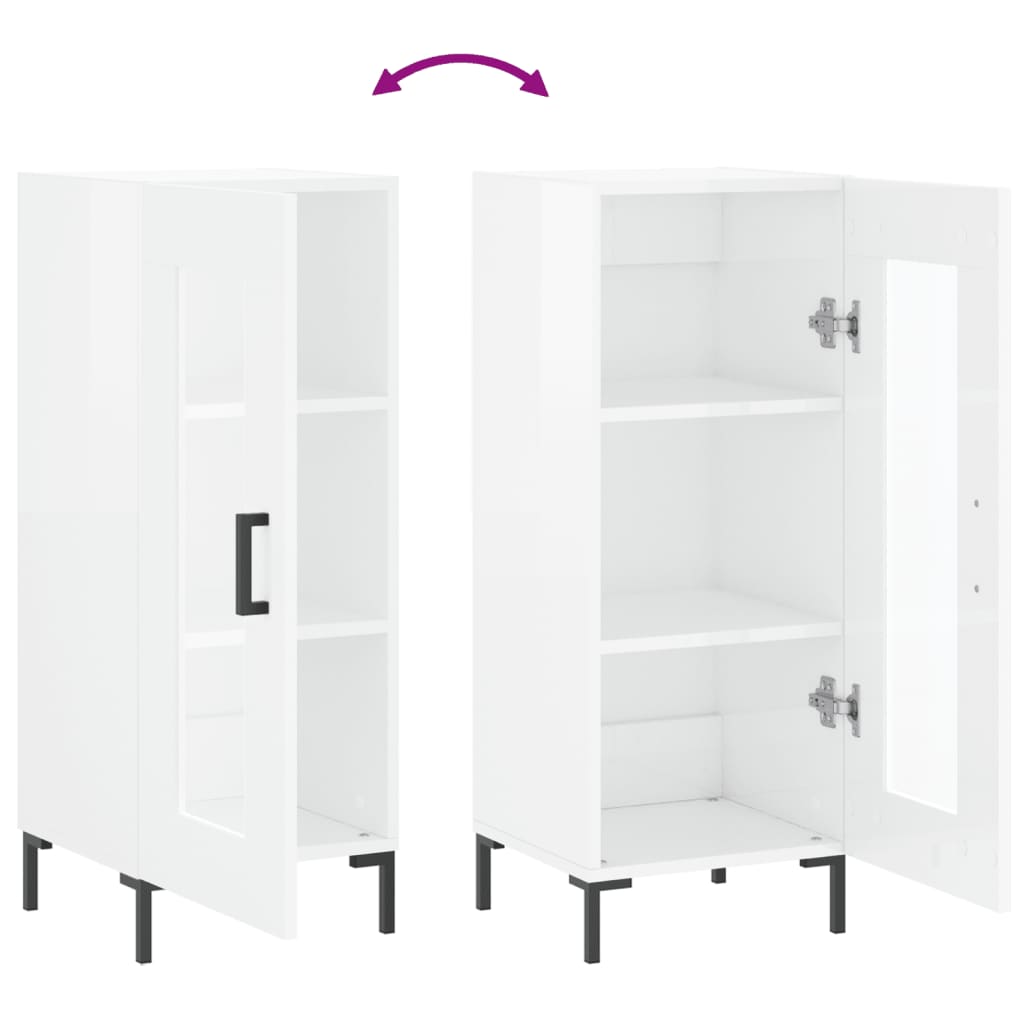 skænk 34,5x34x90 cm konstrueret træ hvid højglans