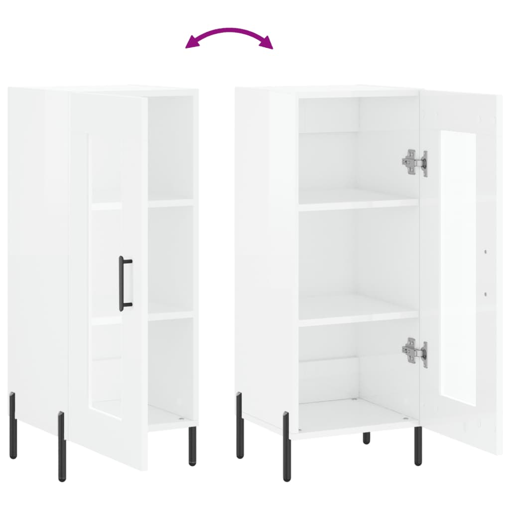 skænk 34,5x34x90 cm konstrueret træ hvid højglans