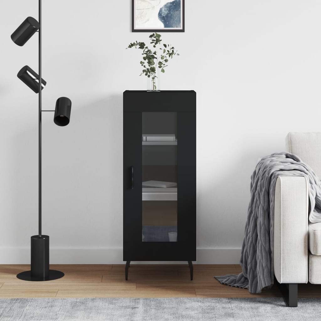 skænk 34,5x34x90 cm konstrueret træ sort