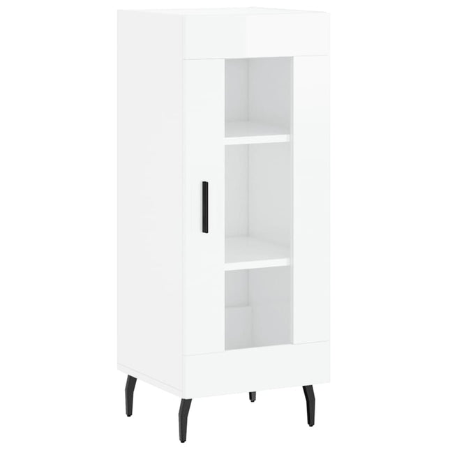 skænk 34,5x34x90 cm konstrueret træ hvid højglans
