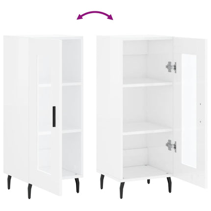 skænk 34,5x34x90 cm konstrueret træ hvid højglans