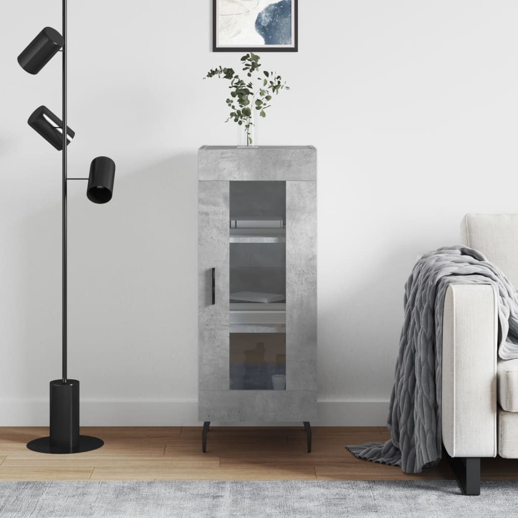 skænk 34,5x34x90 cm konstrueret træ betongrå