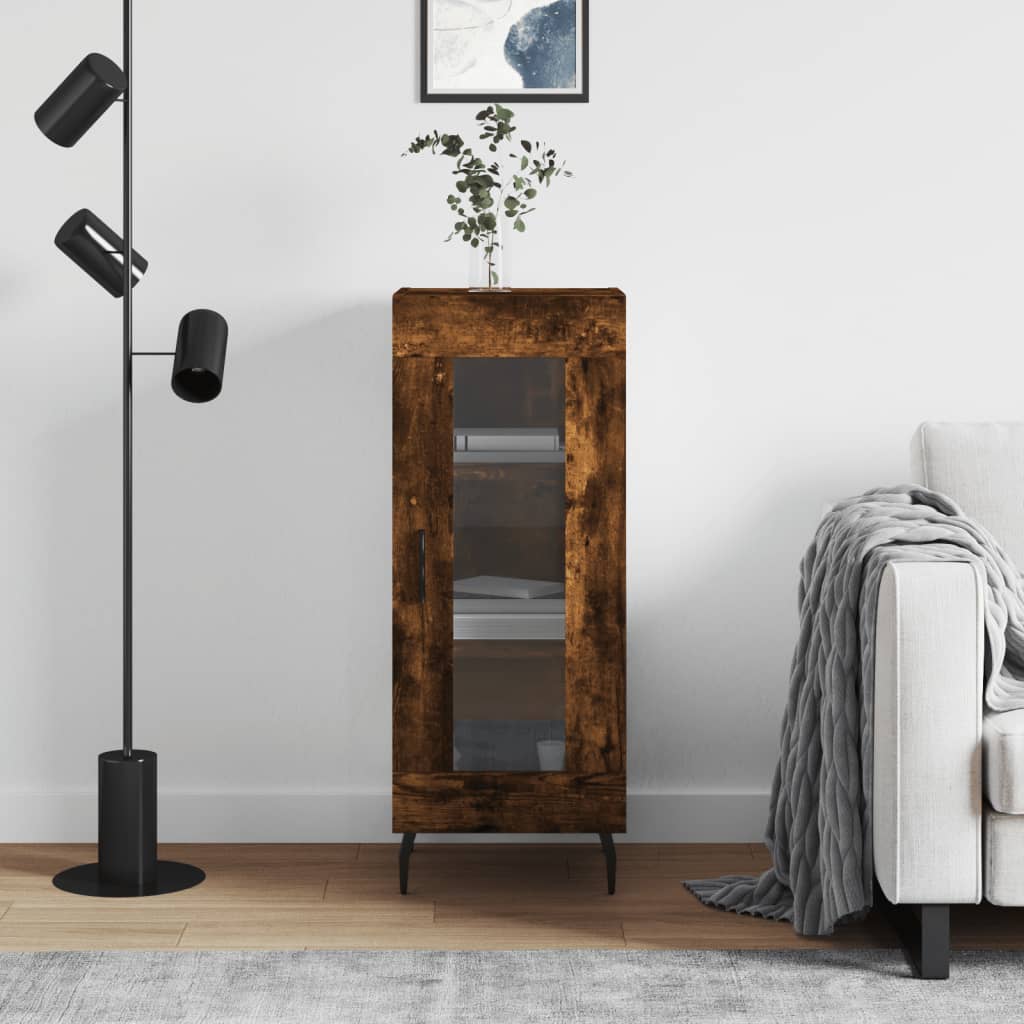 skænk 34,5x34x90 cm konstrueret træ røget egetræsfarve