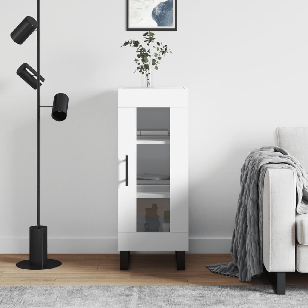 skænk 34,5x34x90 cm konstrueret træ hvid