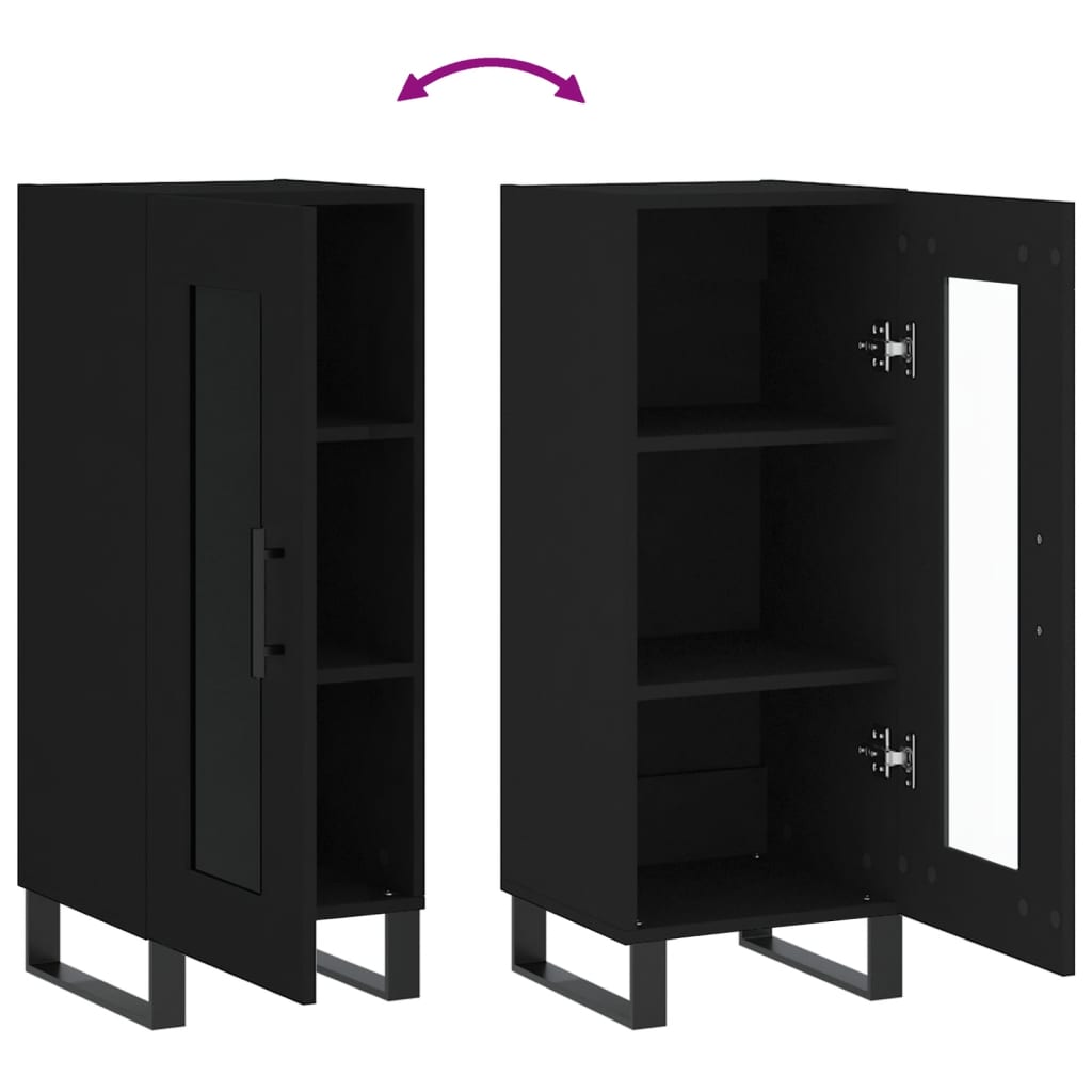 skænk 34,5x34x90 cm konstrueret træ sort