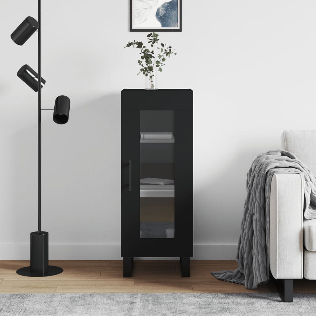 skænk 34,5x34x90 cm konstrueret træ sort