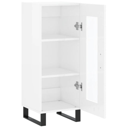 skænk 34,5x34x90 cm konstrueret træ hvid højglans