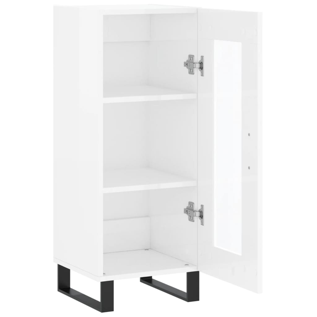 skænk 34,5x34x90 cm konstrueret træ hvid højglans