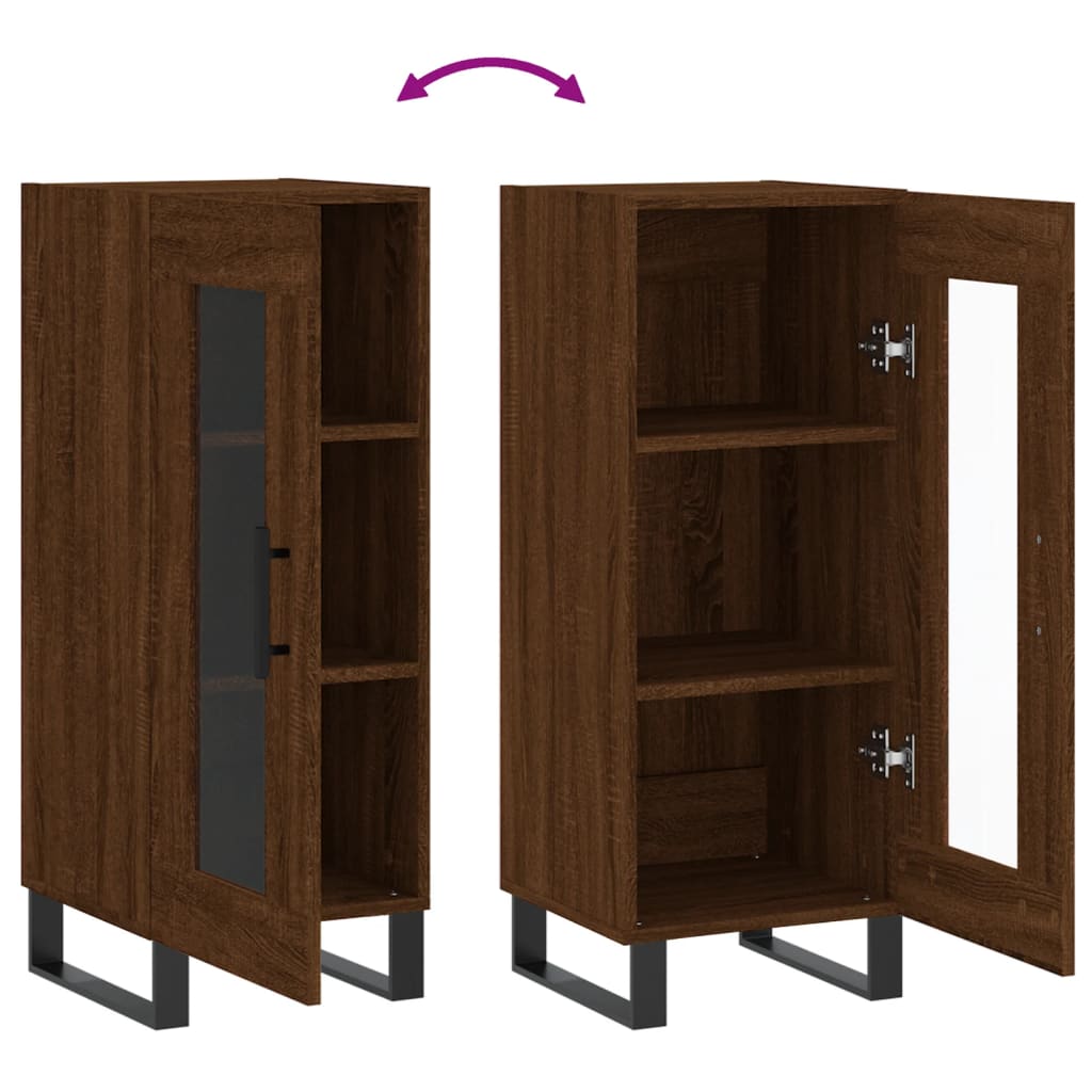 skænk 34,5x34x90 cm konstrueret træ brun egetræsfarve