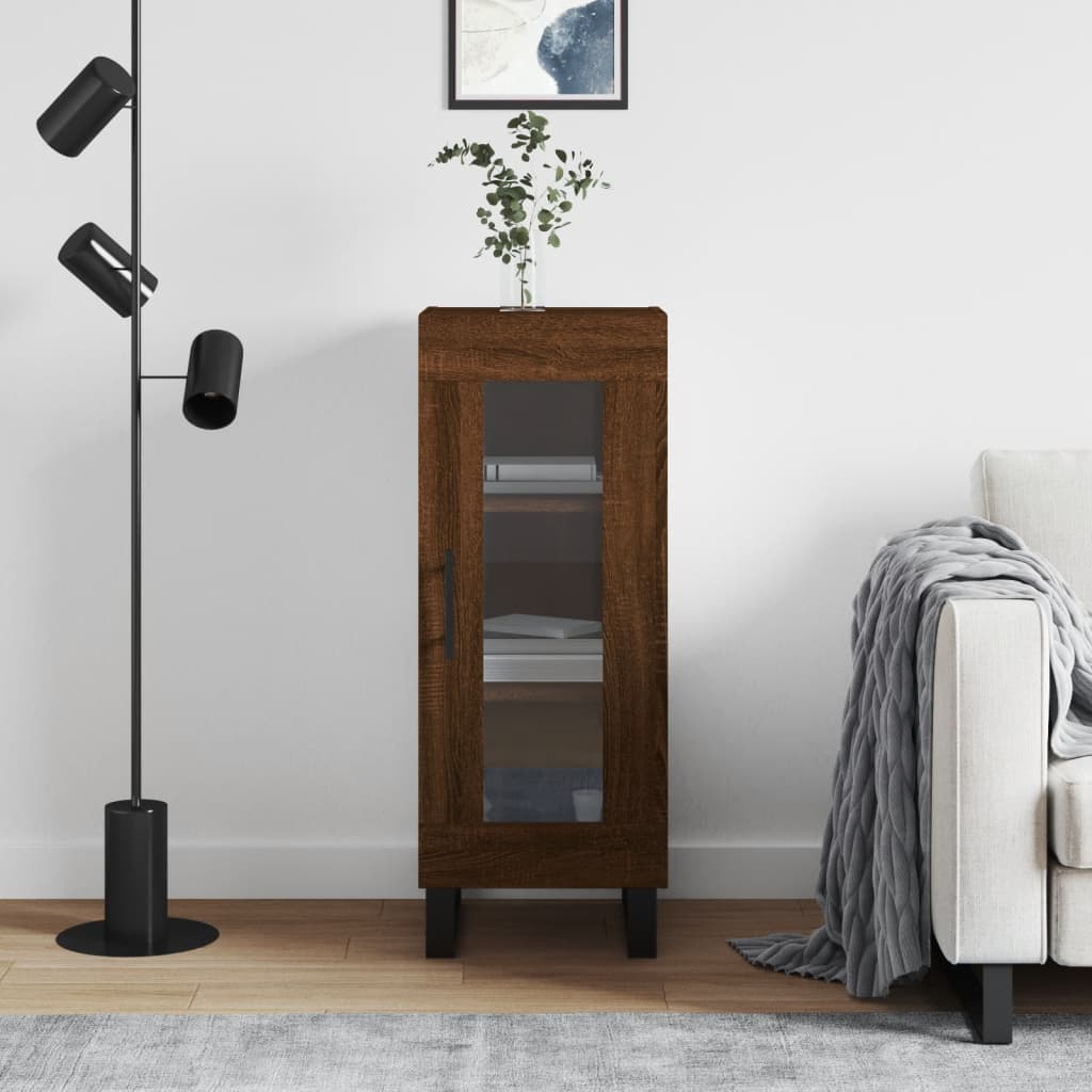 skænk 34,5x34x90 cm konstrueret træ brun egetræsfarve