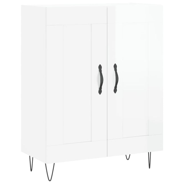 skænk 69,5x34x90 cm konstrueret træ hvid højglans