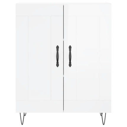 skænk 69,5x34x90 cm konstrueret træ hvid højglans