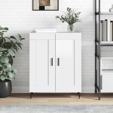 skænk 69,5x34x90 cm konstrueret træ hvid højglans