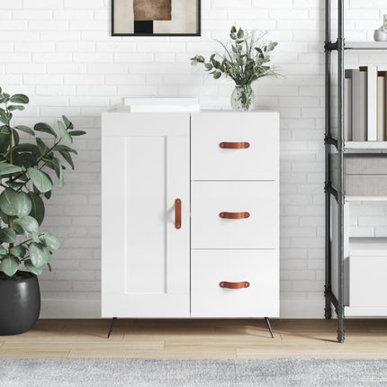 skænk 69,5x34x90 cm konstrueret træ hvid højglans