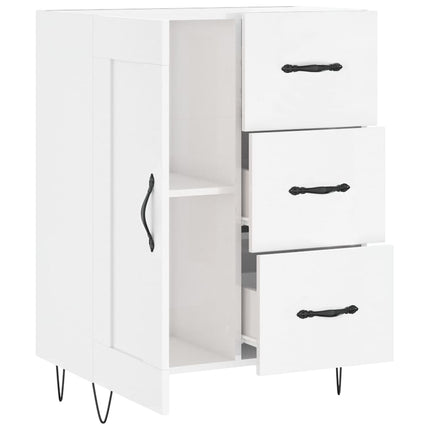 skænk 69,5x34x90 cm konstrueret træ hvid højglans