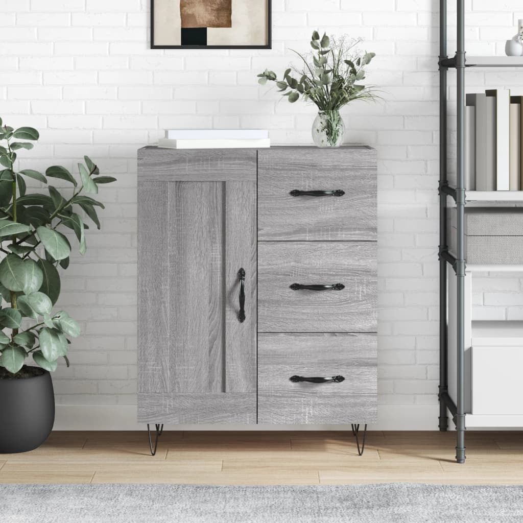 skænk 69,5x34x90 cm konstrueret træ grå sonoma-eg